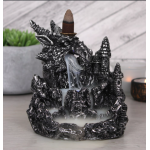 Incense Cone Holder BACKFLOW Silver Dragon with Light 